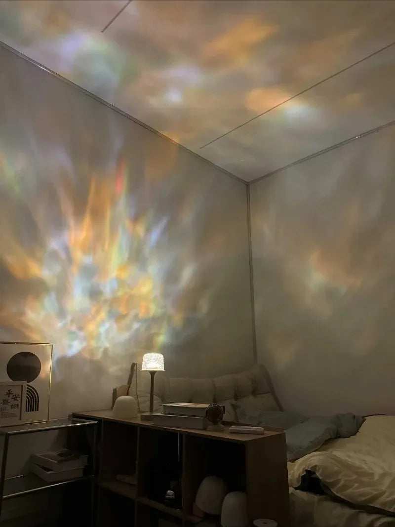 LED High Footed Desk Lamp with Water Ripple Projection Romantic Atmosphere Night Light for Couple Gift Indoor Bedroom