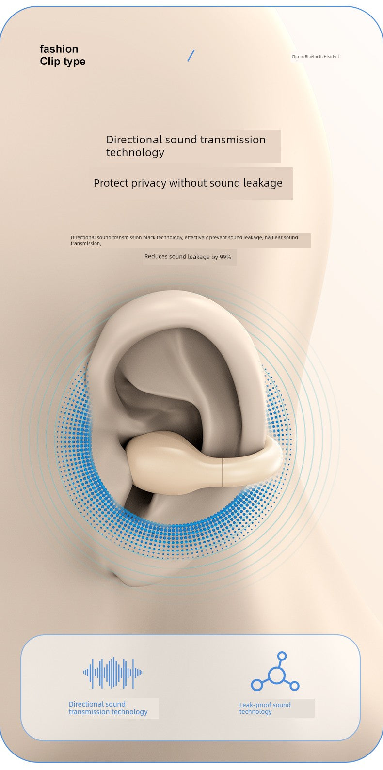 Non-Entry Ear Clip Bluetooth Headset Mini Running Painless Driving Rider Take-out Sports Single and Double Ear Hanging Long Standby