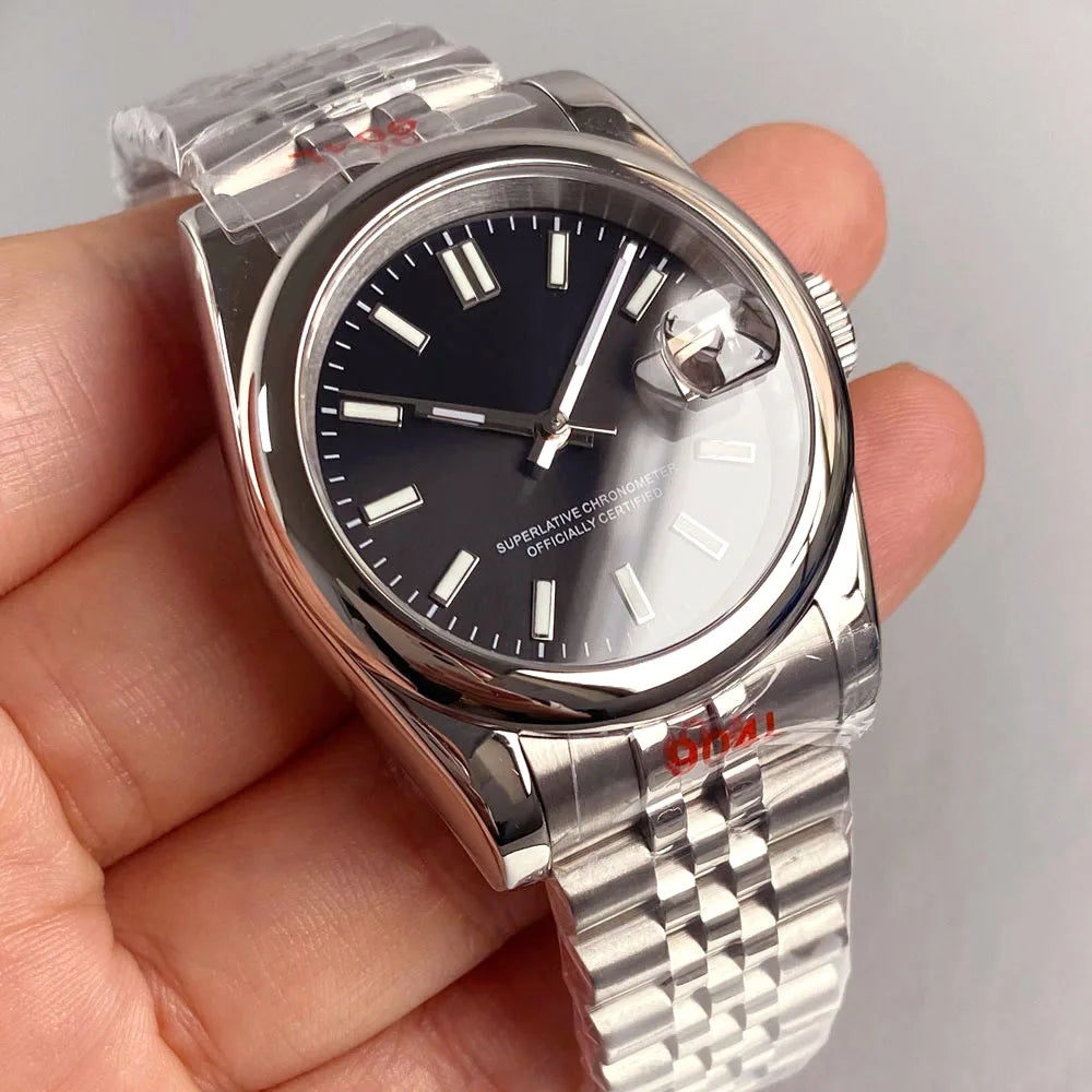 Tandorio New Round Sapphire Glass 200m Waterproof Black Sunbrust Dial Japan NH35A Automatic Mechanical Movement Men's Watch