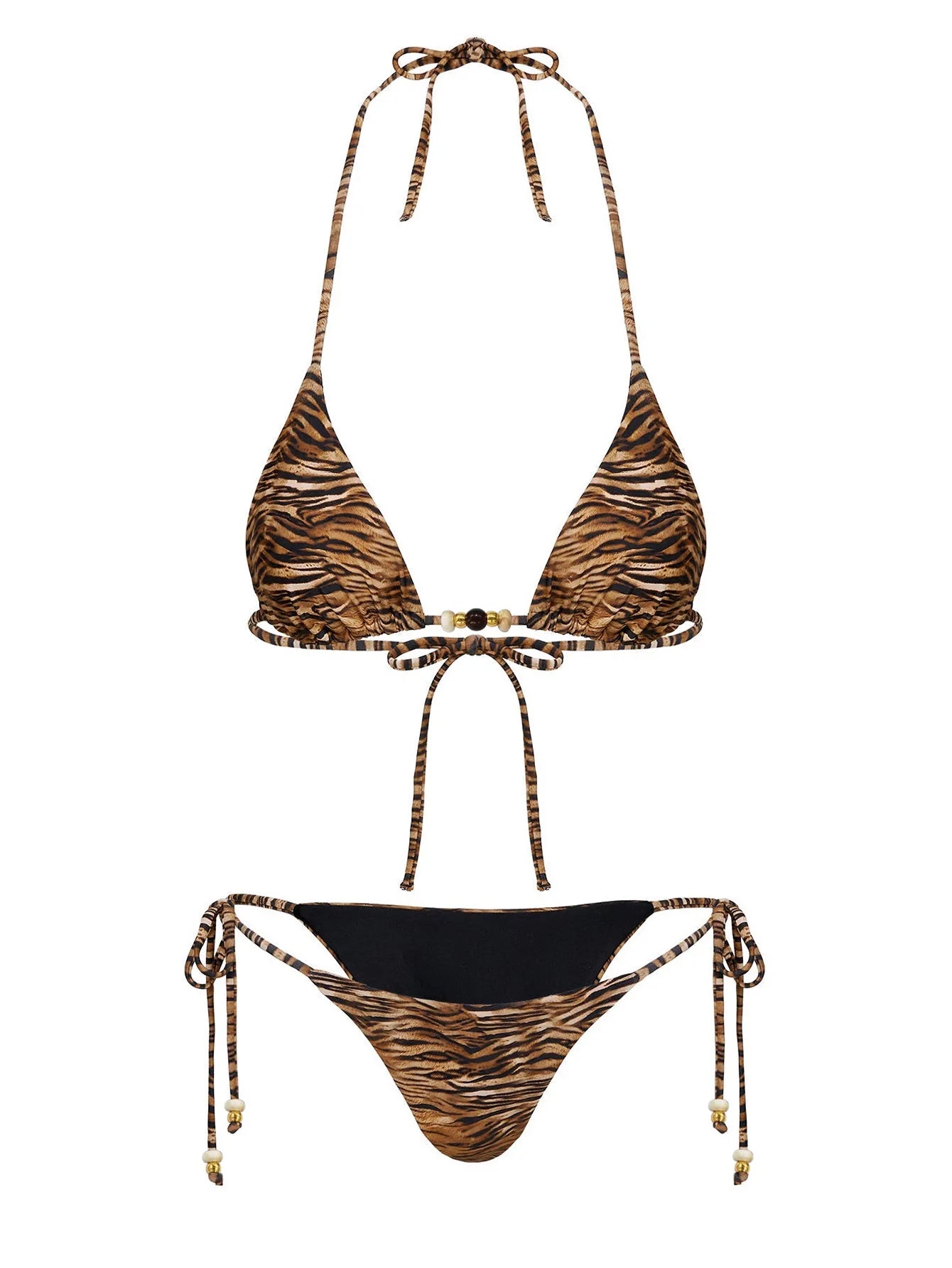 Melphieer 2026 New Tiger Print Wild Bikini Brazilian Halter Bikinis Set Beads Charm Biquini Swimsuit Swimwear Women Bathing suit