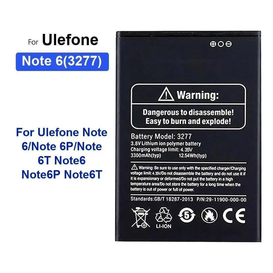 Mobile Phone Battery Safe S11/Note7 3300-5180Mah For Ulefone S11 7 Note 11P 13P 6P 6T 7P 9P 6 10 16 Pro