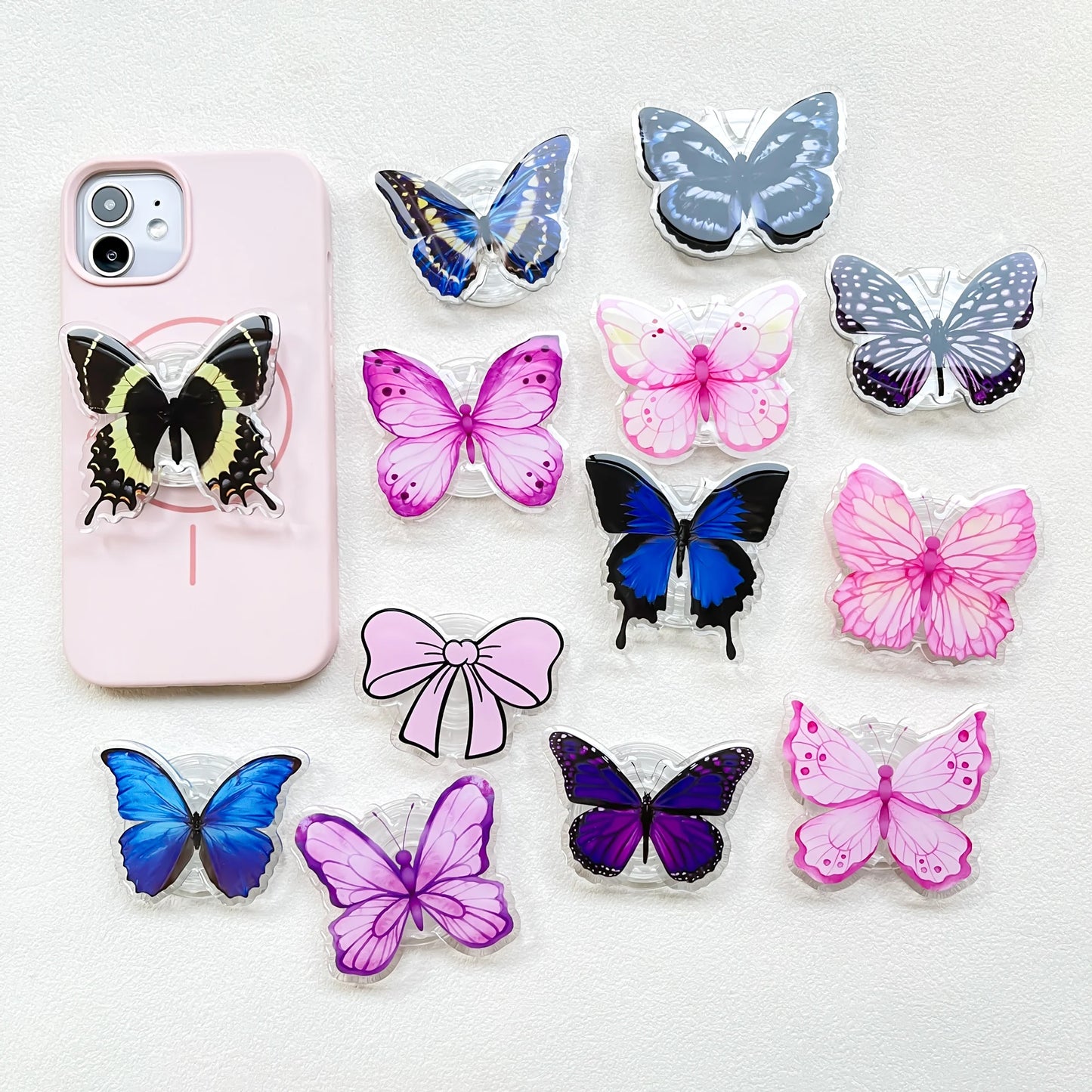 Cute Butterfly Phone Grip Griptok Holder Ring For iPhone 16 15 Universal Lovely Bowknot Phone Stand Bracket Poppings Socket