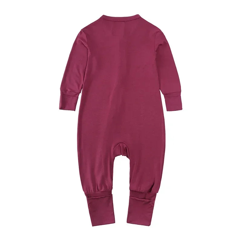 Baby Romper Bamboo Fiber Baby Boy Girl Clothes Newborn Zipper Footies Jumpsuit Solid Long-Sleeve Baby Clothing Pajamas 3 6 9 12M