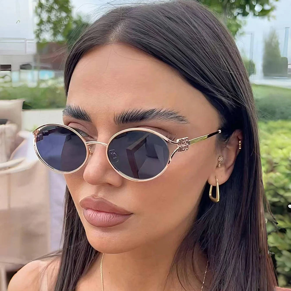 Fashion Oval Sunglasses Women Men Luxury Designer Metal Frames Sun Glasses Female Gradient Shades Eyewear UV400 De Sol Oculos