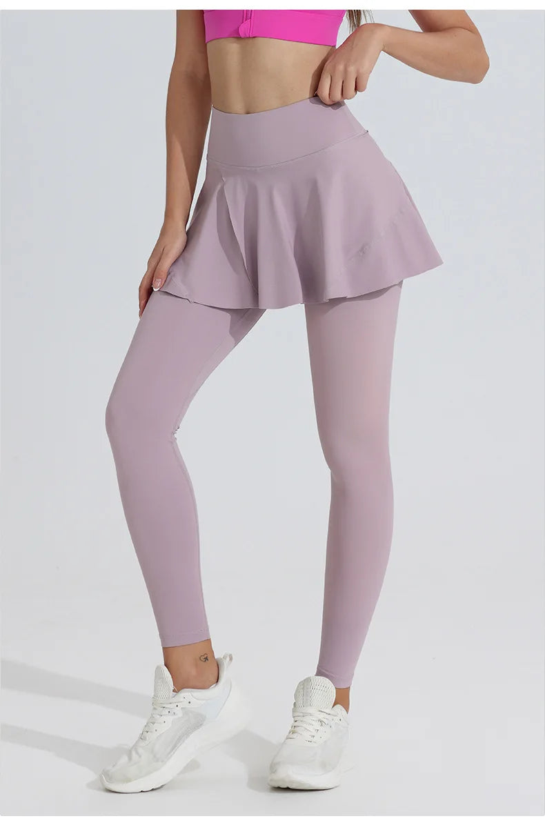 New Yoga Pants Women's High Waist Tennis Skirt Fitness Speed Drying Running Pocket Sports Skirt Tight Pants