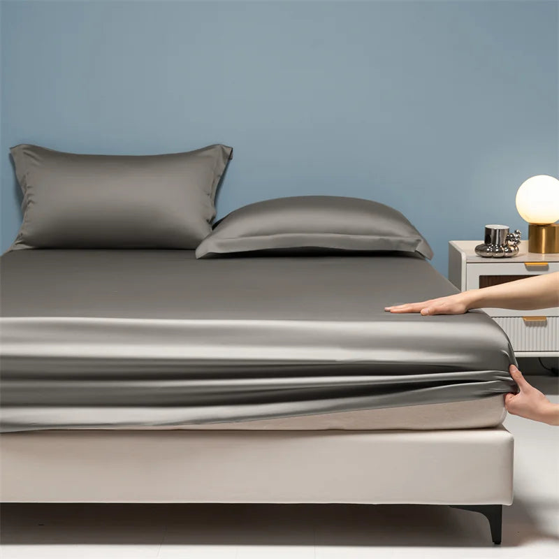 Premium Egyptian Cotton Bedding Fitted Sheet Elastic Band Around Mattress Cover Double Queen King Size Bed Cover No Pillowcase