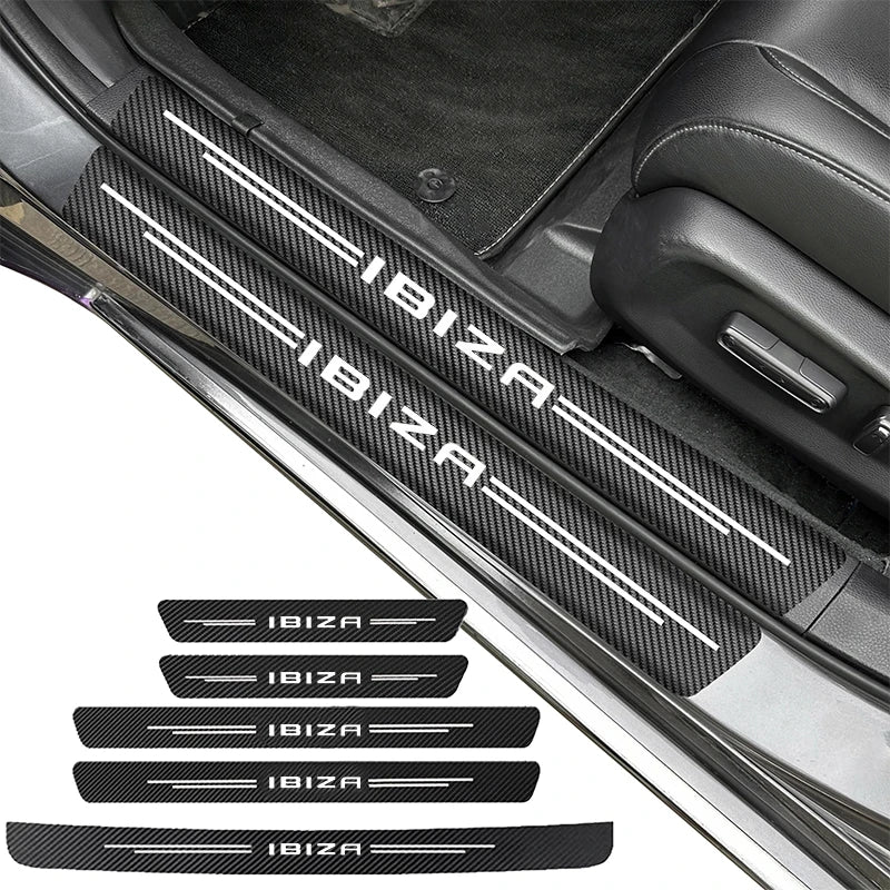 Carbon Fiber Car Door Threshold Sill Protector Trunk Stickers For Seat IBIZA Car Accessories