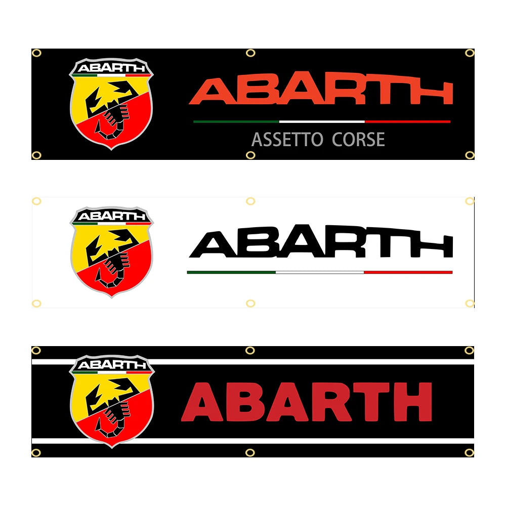 60X240cm Abarth Car logo Banner Flag Polyester Printed Garage or Outdoor Decoration Tapestry