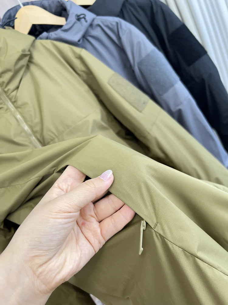 Winter Windproof Cotton Jacket For Men Outdoor Waterproof Hooded Thicken Coat American Casual Fashion Simple Warm Overcoat