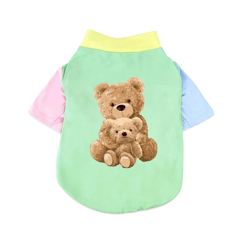 1 PC Pet T-Shirt, Cats & Dogs Soft Pure Cotton Teddy Bear Dopamine Vest. Shih Tzu, Siamese Cat Little Pet Daily Outfit