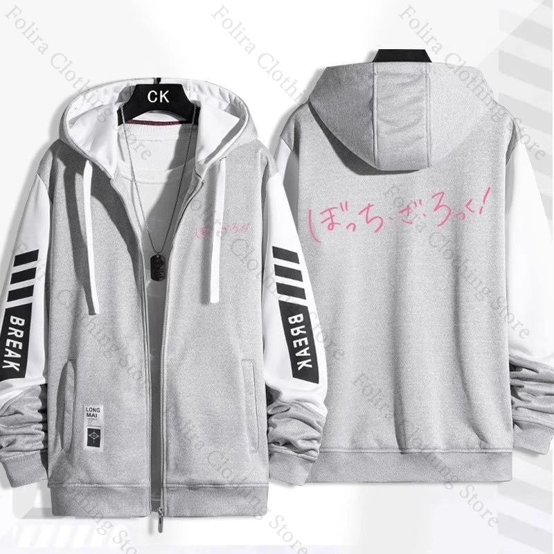 Anime BOCCHI THE ROCK! Series Print Hoodie Men Women Autumn Winter Clothing Zip Coat Casual Daily Wear Men's Hoodies