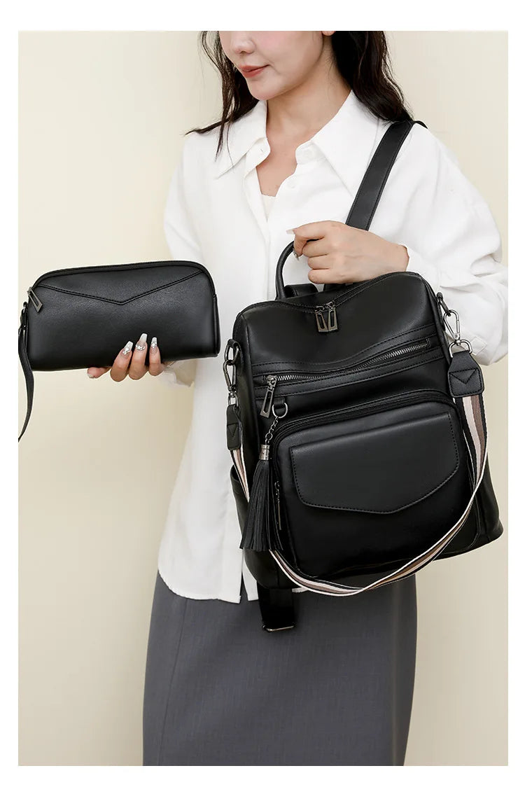 Winter Women's Backpack European Retro Two-shoulder Bag Luxury PU Composite Bag Commuter Single Shoulder Bag Leisure Travel Bags
