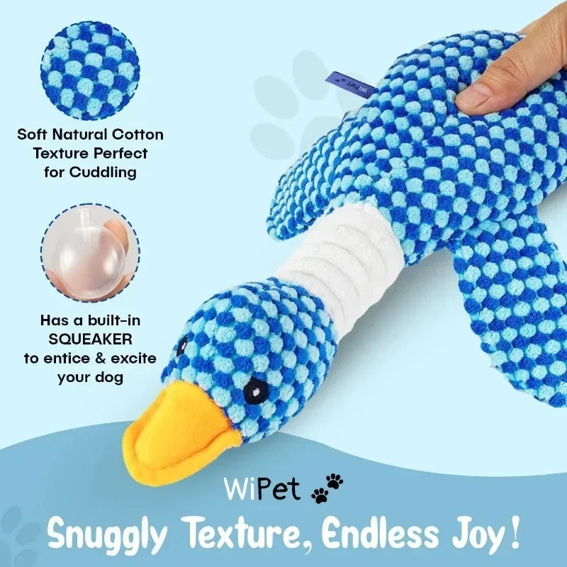 Pet Dog Toys Cute Goose Shape Plush Squeaky Chew Toy Bite Resistant Teeth Cleaning Interactive Stuffed Molar Pet Play Toys