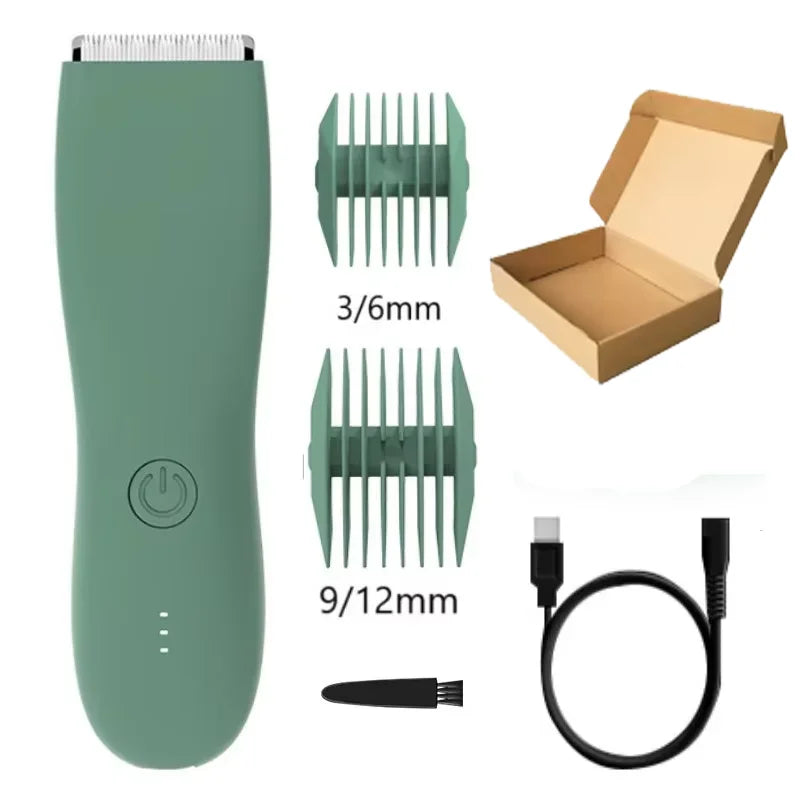Balls Trimmer Men, Pubic & Body Hair Trimmer Groin Men, IPX7 Waterproof Electric Body Groomer with Replaceable Ceramic Blade