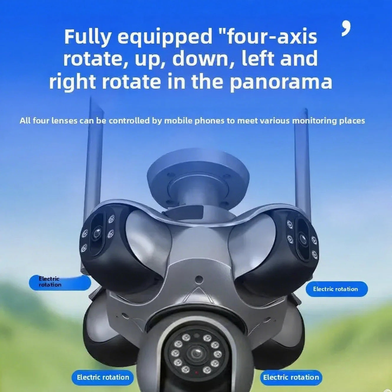 25MP 4K Wifi Panoramic Security Camera Outdoor 5 Lens 5 Screens Auto Tracking Wireless PTZ CCTV Video Surveillance Camera