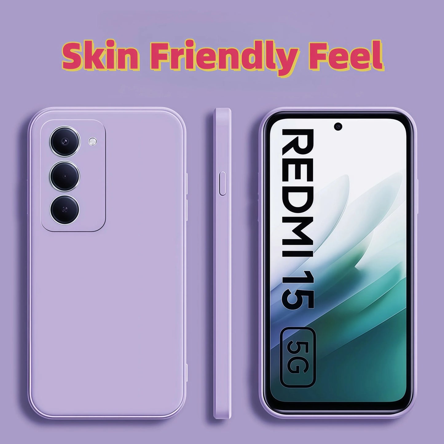 Noble Fashion Solid Colour Shockproof Protective Liquid Silicone Phone Case For Redmi 15