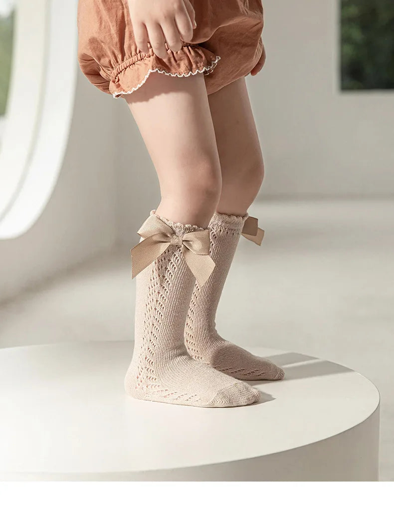 Sweet Baby Girl Knee-High Socks Toddlers Bow Stockings Newborn Infant Non-Slip Sock