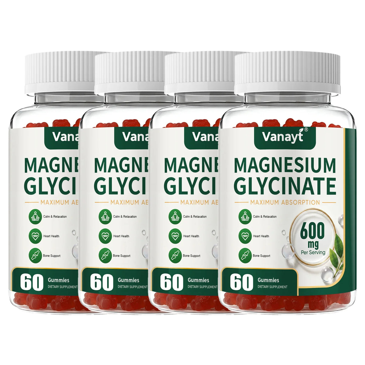 Magnesium Glycinate 600mg Per Serving With Black Pepper Vitamin D3 B6 Supports Normal Muscle Joint Nerve Function Nighttime Relaxation And Daily Wellness