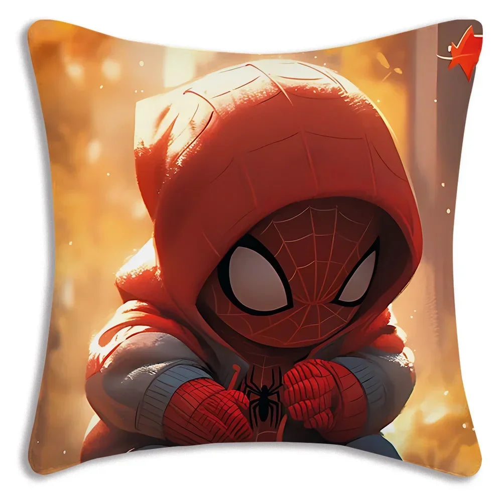 Black White Cool Pillow Covers Sofa Decorative Home HOT Marvels Spiders Man Double-sided Printing Short Plush Cute Cushion Cover
