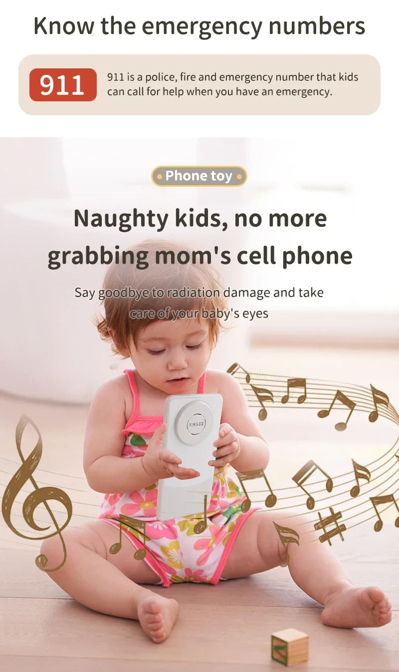 Montessori Baby Cell Phone Toys Children Simulation Phone Musical Early Educational Toy Infant Mobile Phone Model Vocal Toy Gift
