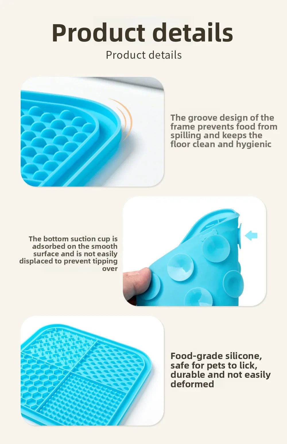 Pet Lick Mat for Dogs Cats, Anti-slip Anxiety Reducer Lick Tray,  Anxiety Relief Feeding Pad for Bath Grooming Distraction