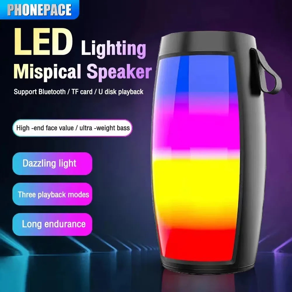 PHONEPACE Bluetooth Wireless Speakers Powerful Portable Sound Box Subwoofer Car Audio Bass MP3 Player Sound System LED Lights