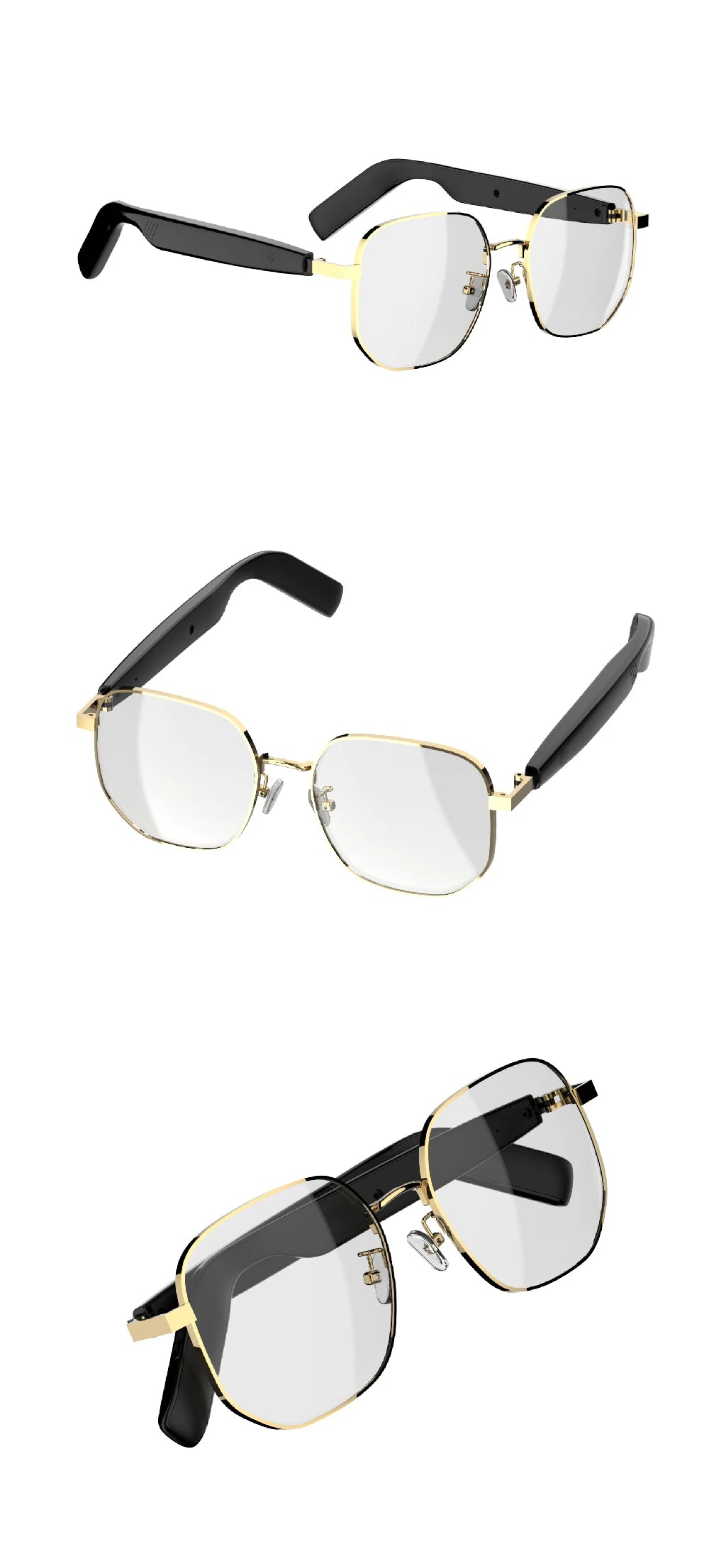 SG-16Pro New Trendy Smart Glasses Anti Blue Light Gold frame Sunglasses Music Stereo For Jogging Workouts SG16 PRO