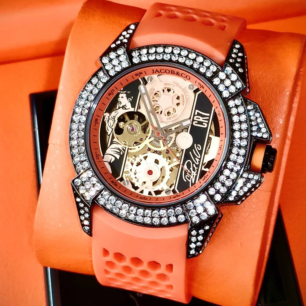 TOP Very Hot Jacob & Co Original Brand Watches For Mens  Full Diamond Automatic Mechanical Wristatch High Quality AAA Clocks