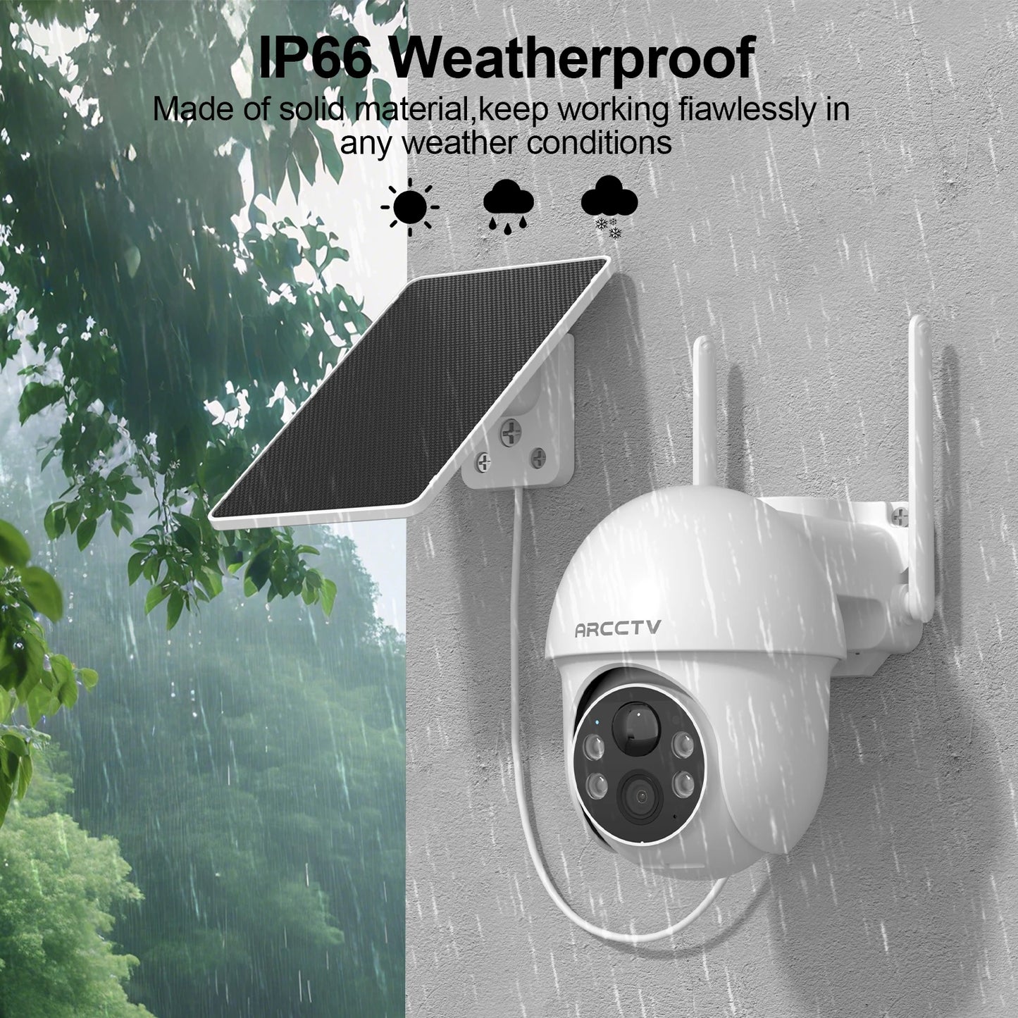 ARCCTV 2K Solar Wifi Camera Color Night Vision Security Surveillance Camera Outdoor Wireless Motion Detection HD Two Way Audio