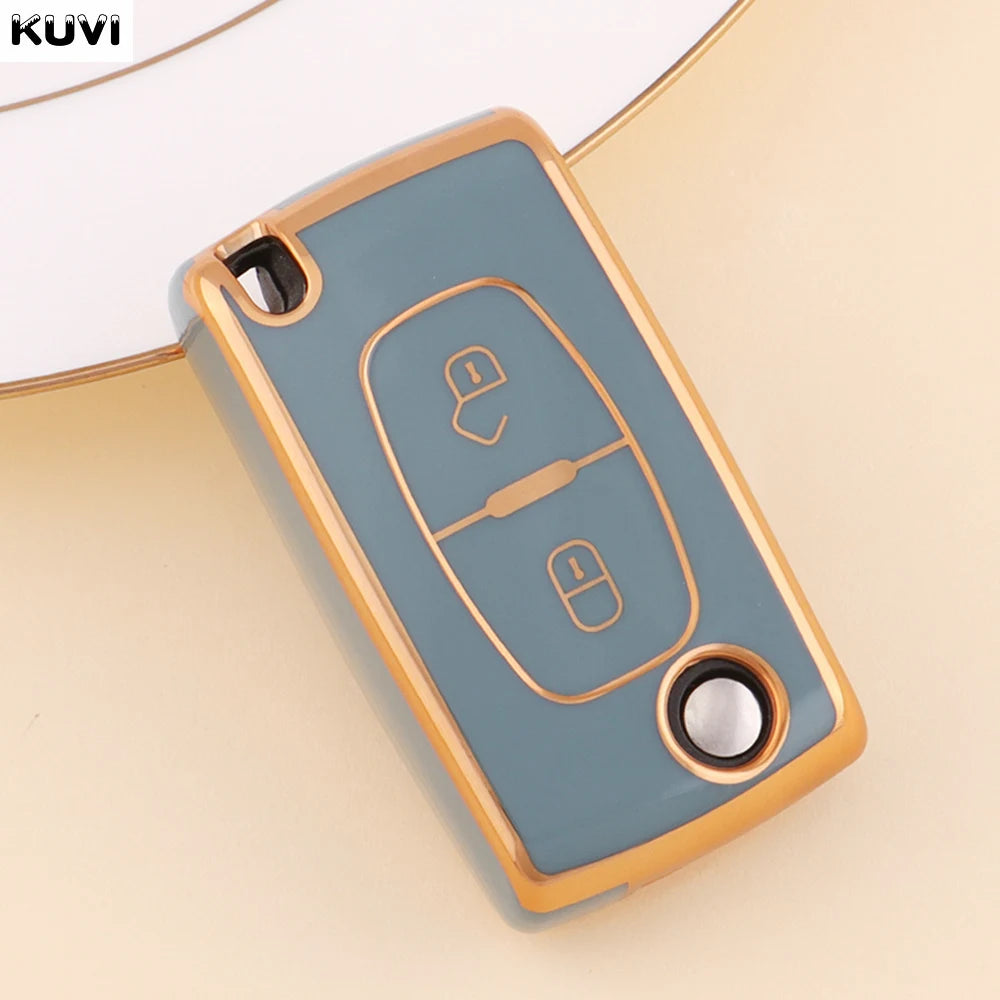 TPU Car Flip Key Case Cover Shell Fob Keyless For Peugeot 107 207 307 308 407 607 3008 5008 For Citroen Xsara Picasso C5 C6 C8