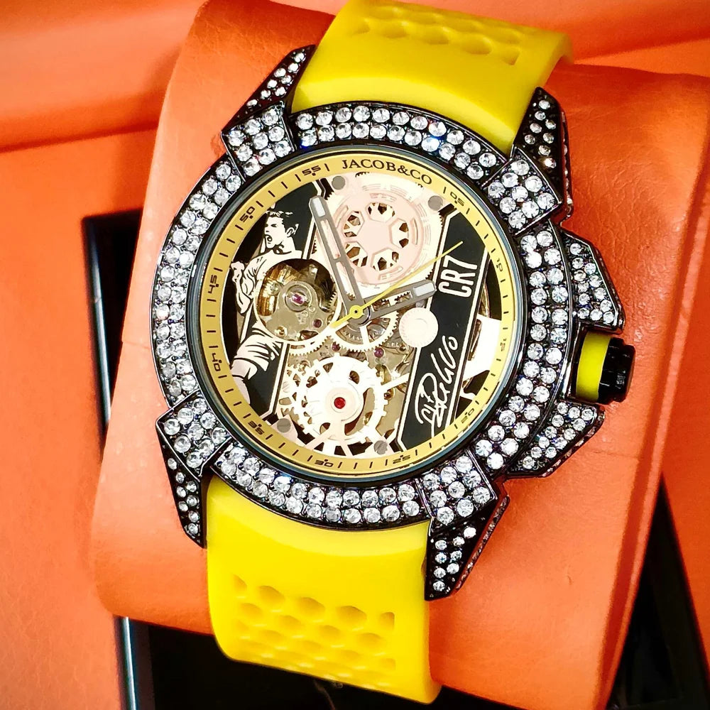 TOP Very Hot Jacob & Co Original Brand Watches For Mens  Full Diamond Automatic Mechanical Wristatch High Quality AAA Clocks