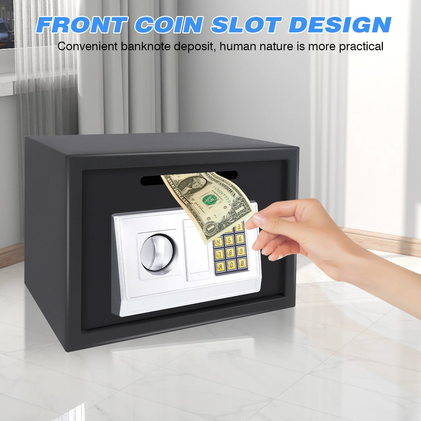 Fireproof Waterproof Home Safe 4.6L/8.5L/16LSafes Home Security Cash Box Cabinet Valuables Protection with Double Digital Keypad