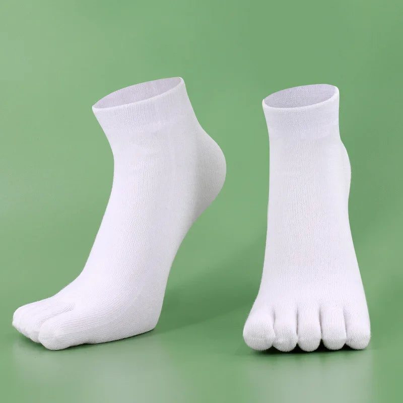 Toe Socks Men cotton Five Fingers Socks Breathable Short Ankle Crew Socks Sports Running Solid Color Black White Grey Male Sox