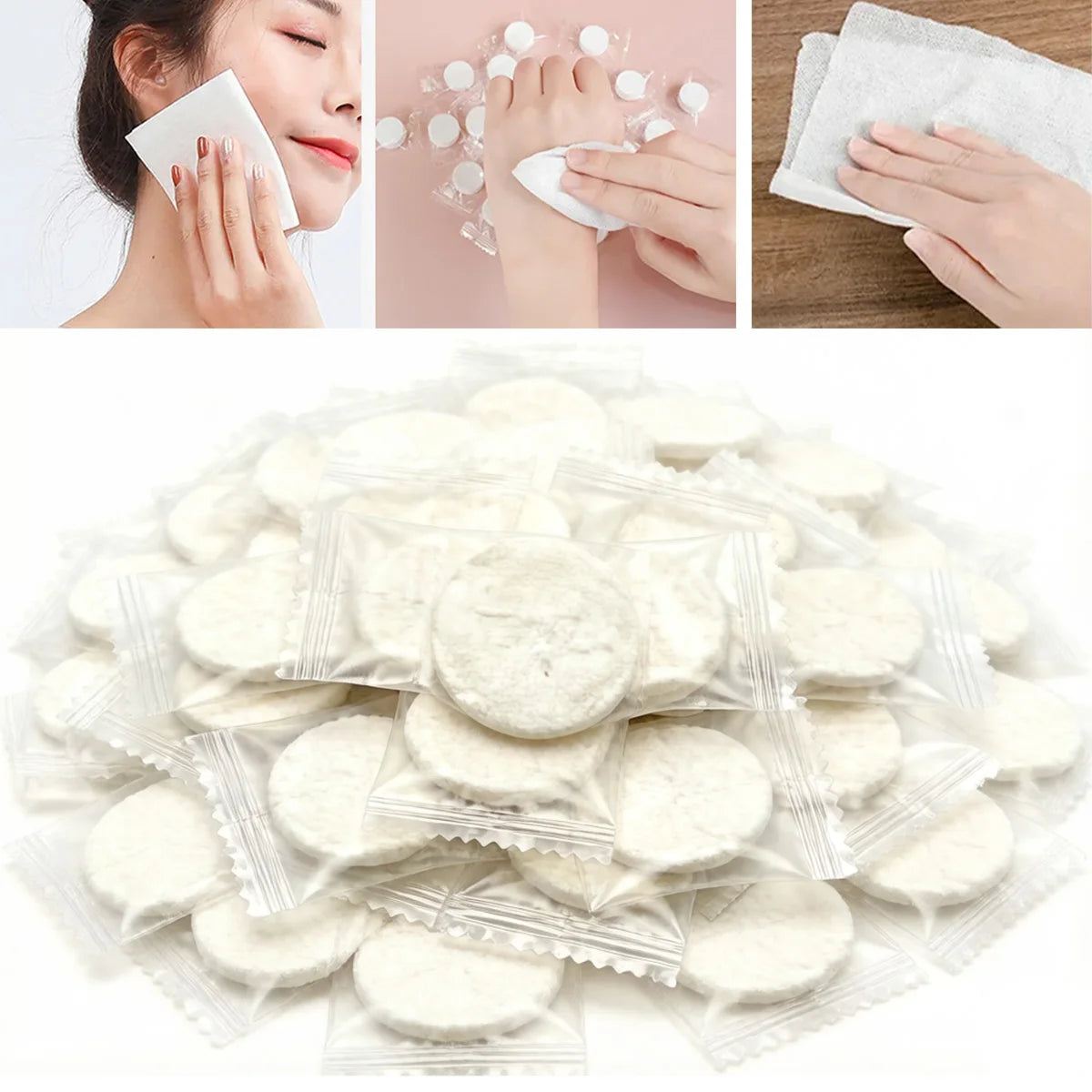 100Pcs Portable Compressed Towel Disposable Face Cleaning Soft Compressed Hand Wipe Towel Non-woven Fabric Makeup Wipes