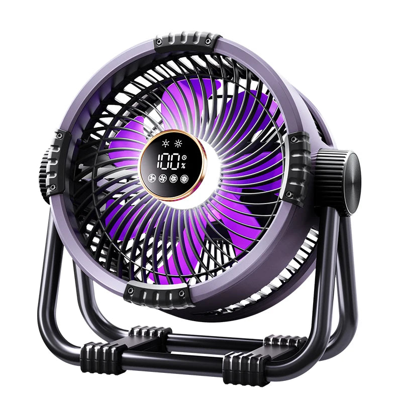 Camping Ceiling Fan 20000mAh Rechargeable USB Fan with Power Bank and LED Light Hook Air Circulators Wireless Ceiling Fan