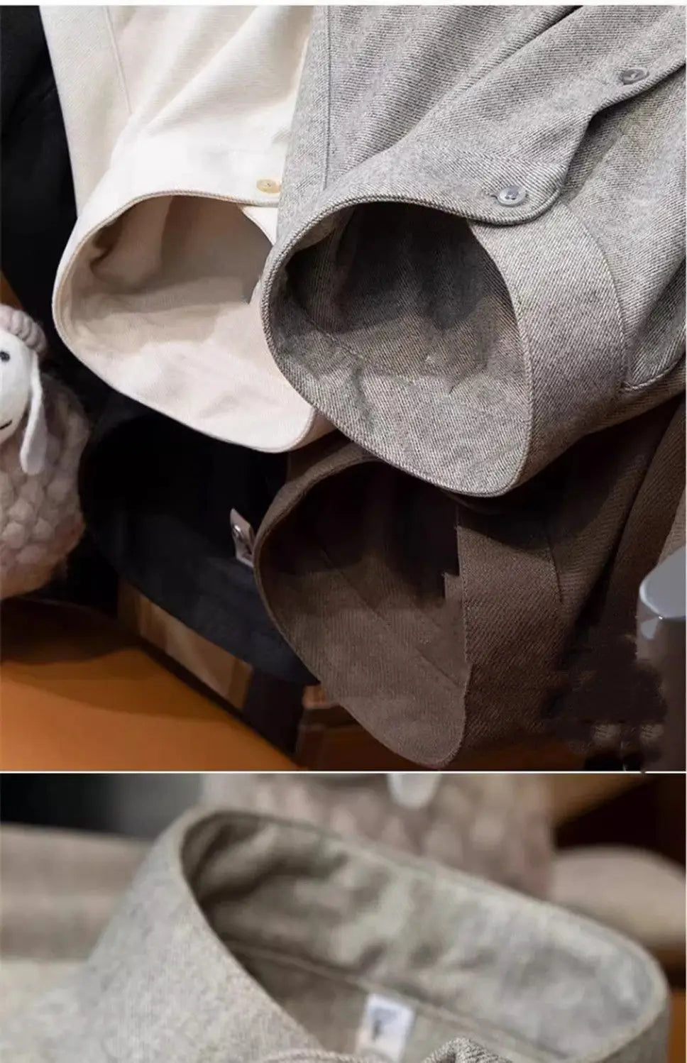 Men's Fashionable Thick Standing Collar Shirt with a High-end Feel Soft and Warm on Top