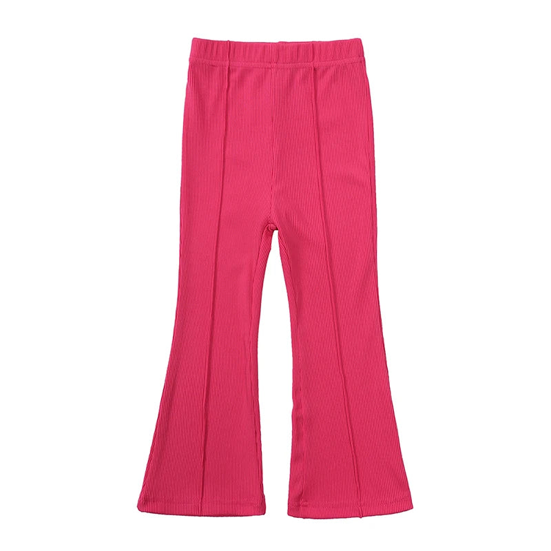 2025 Girls Summer Outfit Sets Toddler Crewneck Tshirt Shirt Top + Bell-Bottom Pants Sets Cute Children Flared Pants Baby Suit