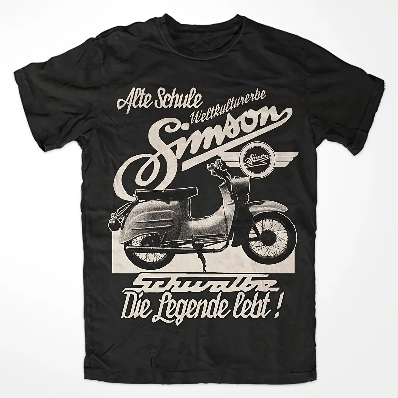 Simson Schwalbe Die Legende T-Shirt Vintage Men'S Short Sleeve T-Shirt with German Quote Black Casual Summer Style
