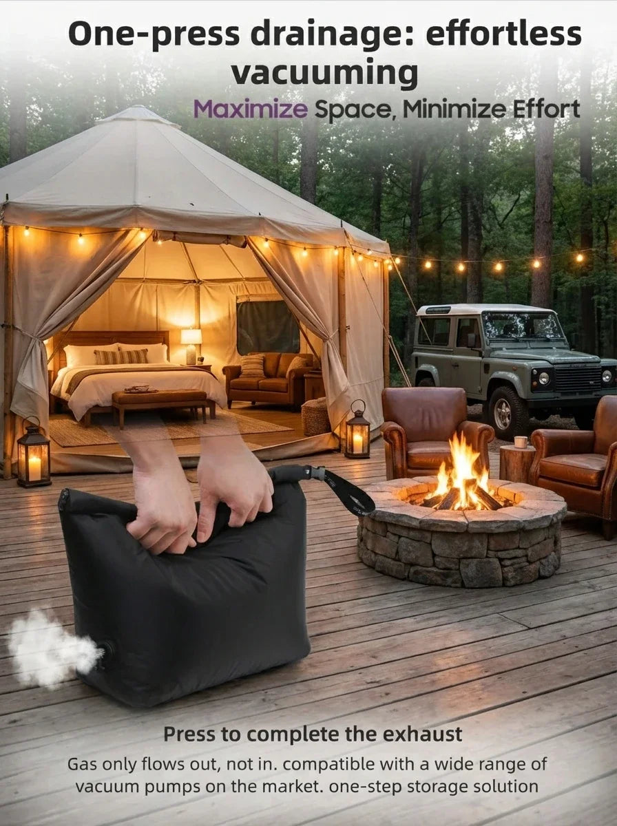 Glamping Vacuum Compression Bag No Pump Required Waterproof Gear Organizer for Sleeping Bag Down Jacket Vanlife Space Saver