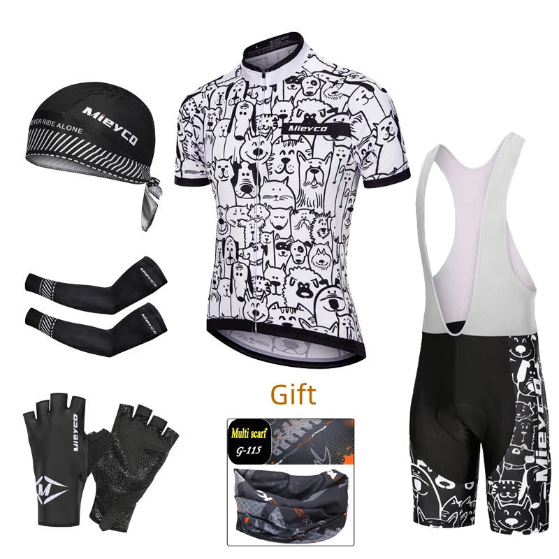 Men's Short-Sleeved Cycling Jersey Suit, Breathable Quick-Drying Clothes, Mountain Bike Set, Sports Equipment, Sweat Wicking