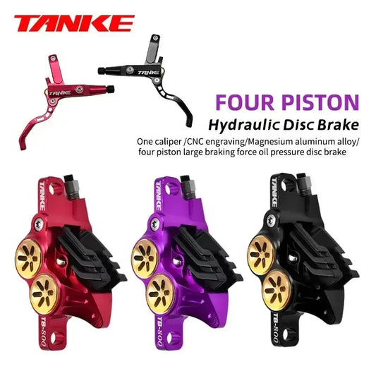 TANKE MTB 4-piston hydraulic disc brake 900/1700mm, 4-piston brake pad in resin, oil pressure AM DH road MTB ultra-light disc br