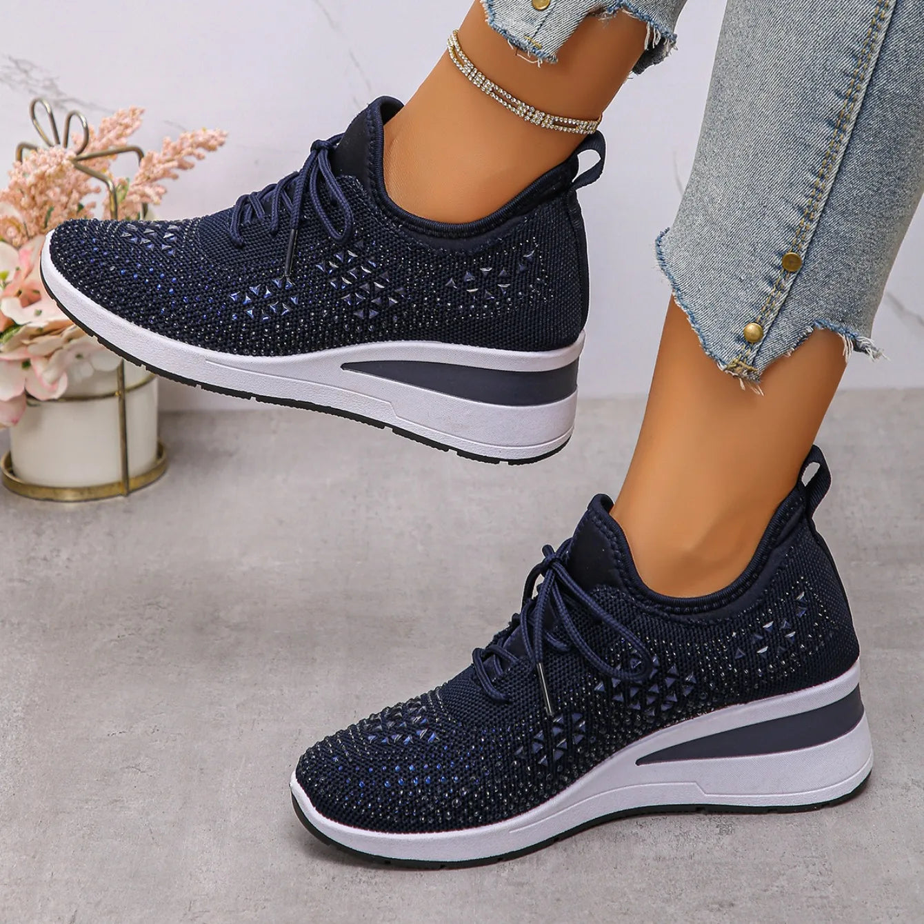 Women Sneakers 2025 New Mesh Outdoor Platform Sneakers Women Wedges Thick Bottom Breathable Casual Tennis Vulcanize Shoes Women