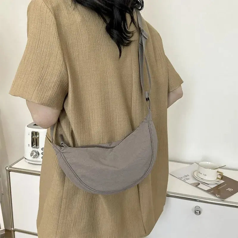 Casual Nylon Crossbody Bag for Women Shoulder Bag Woman Half Moon Chest Bags Tote Lady Travel Shopper Bag Female Purses
