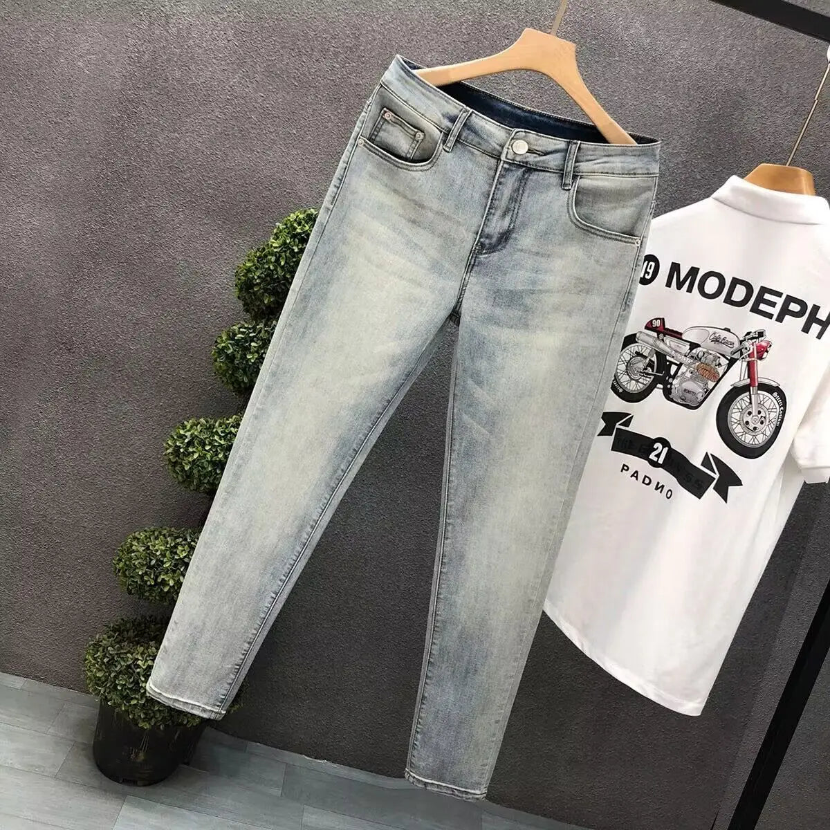 Luxury Fashion Designer Vintage Slim Fit Men's Denim Jeans Casual Korean Spring and Autumn Stretch Washed Trousers Male Jeans