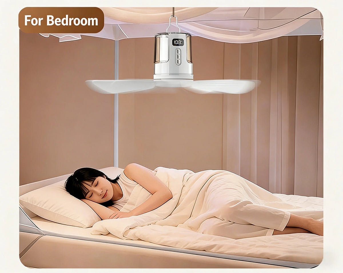 10800mAh Ceiling Fans Portable Camping Fan Tent Air Circulator Cooler Outdoor Rechargeable Electric Fan LED Light Remote Control