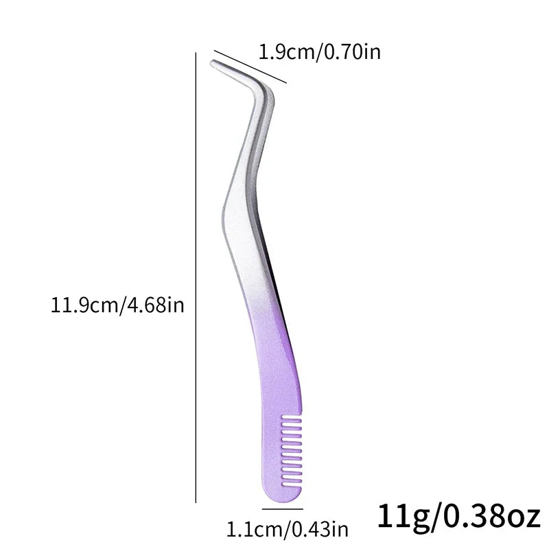 Color Eyelash Comb Tweezers Carbon Steel Professional Pincet Lashes Extension Tweezers False Eyelashes Applicator Makeup Tools