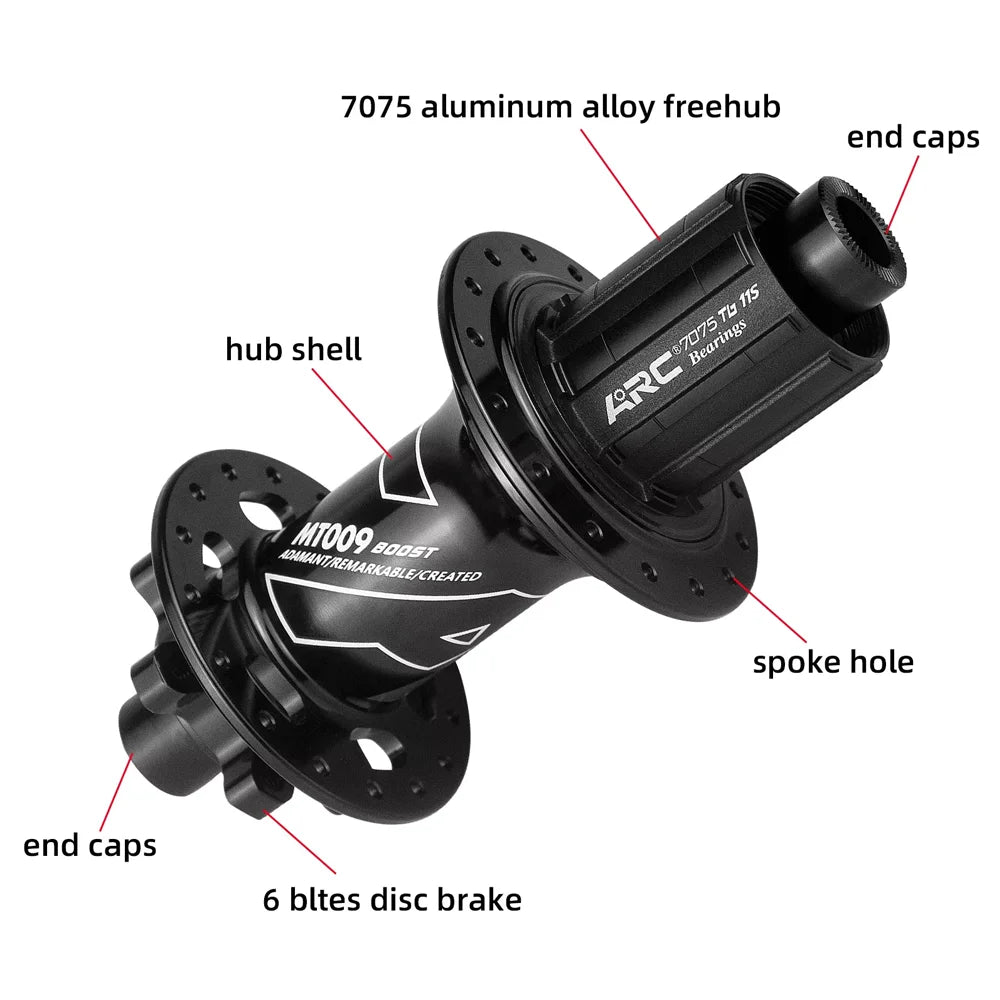 ARC MT009 BOOST MTB rear hub	Bicycle Hub 6 Pawls 15x110 10x141 12x148 32H Bike Wheel Hub HG XD MS for K7 8 9 10 11 12 Speed
