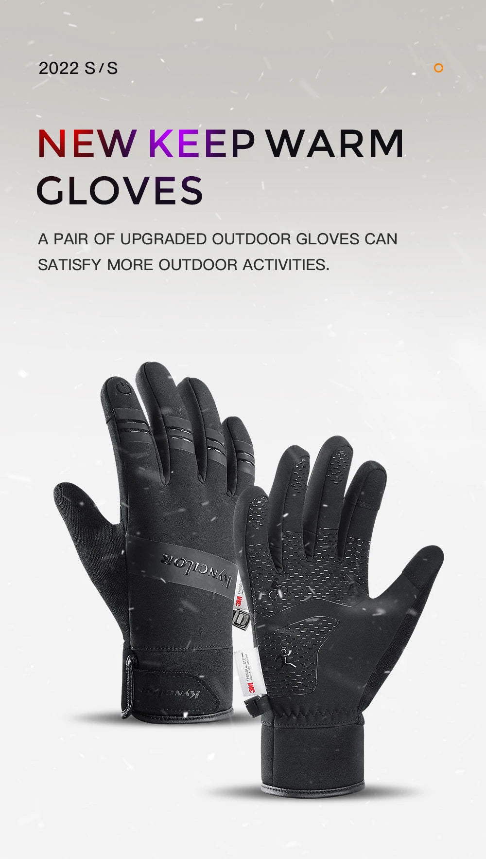 Outdoor Winter Cycling Gloves Touch Screen Motorcycle Gloves  Windproof Sports Riding Ski Gloves Waterproof 3M Running Gloves