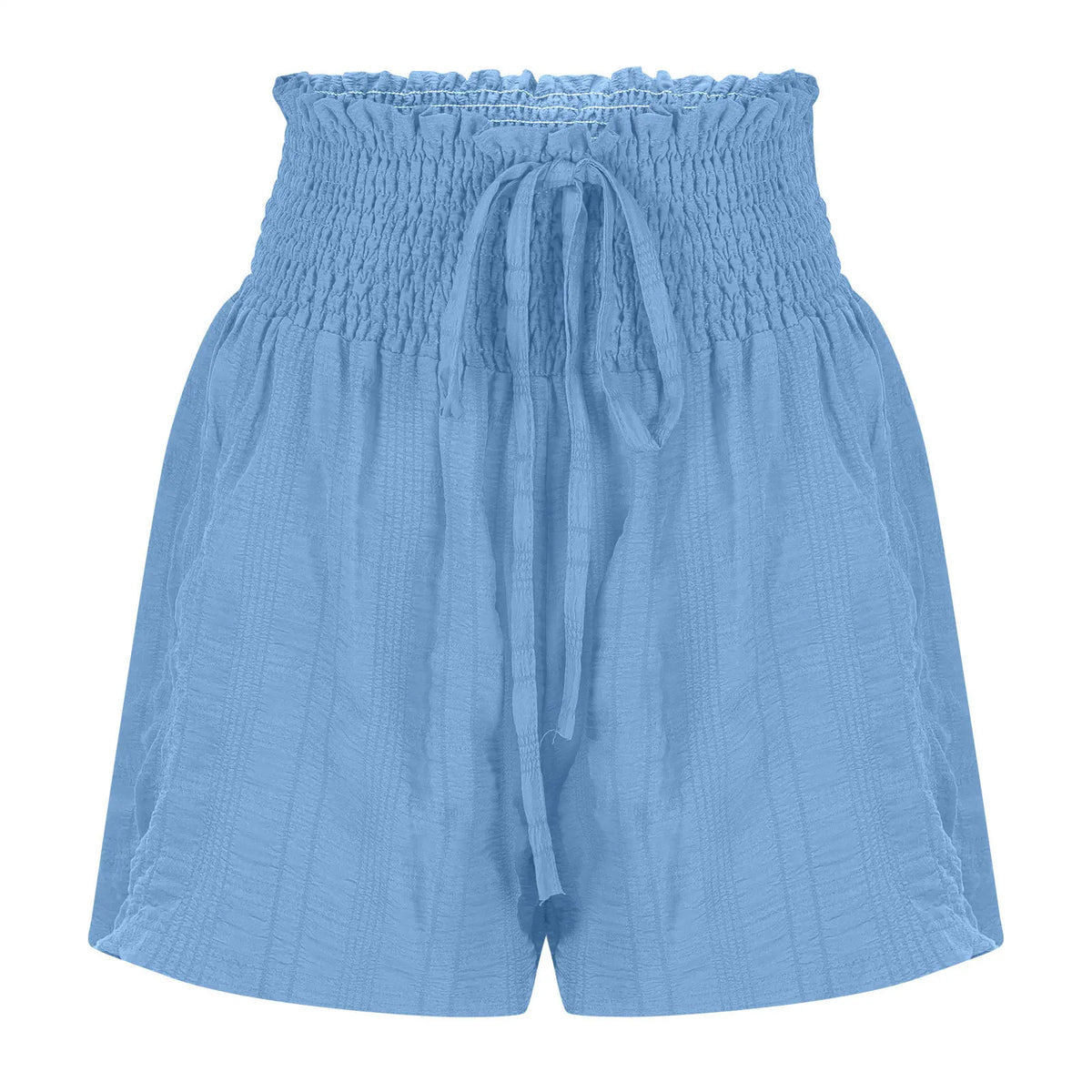 Women Casual High Waist Shorts Skirt Smocked Elastic Drawstring A-Line Flowy Short Skirt Pants Summer Solid Color Beach Skorts