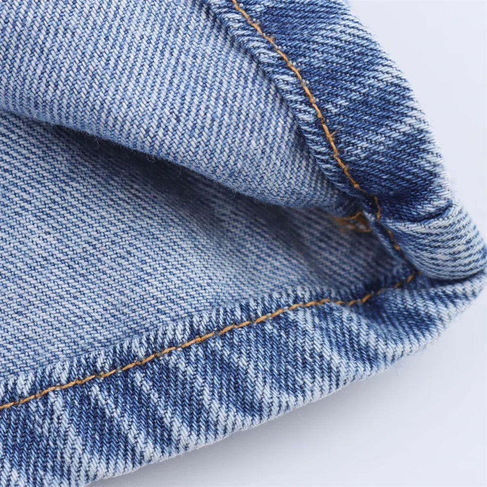 Women's Versatile Denim Long sleeved Short Shirt Top Long pants Set Spring/Summer New Product Casual Women's Wear